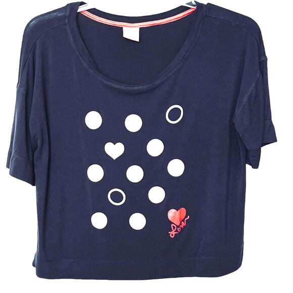 JENNI INTIMATES SHORT SLEEVE SLEEPWEAR TOP, WOMENS, L, DARK PURPLE WHITE RED - Picture 1 of 11